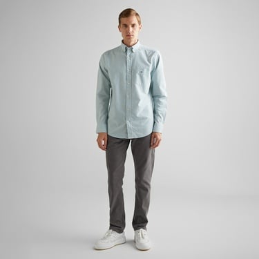  GANT Erkek Yeşil Regular Fit Düğmeli Yaka Çizgili Oxford Gömlek