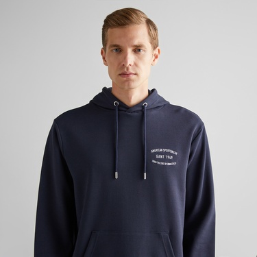  GANT Erkek Lacivert Regular Fit Kapüşonlu Logolu Sweatshirt