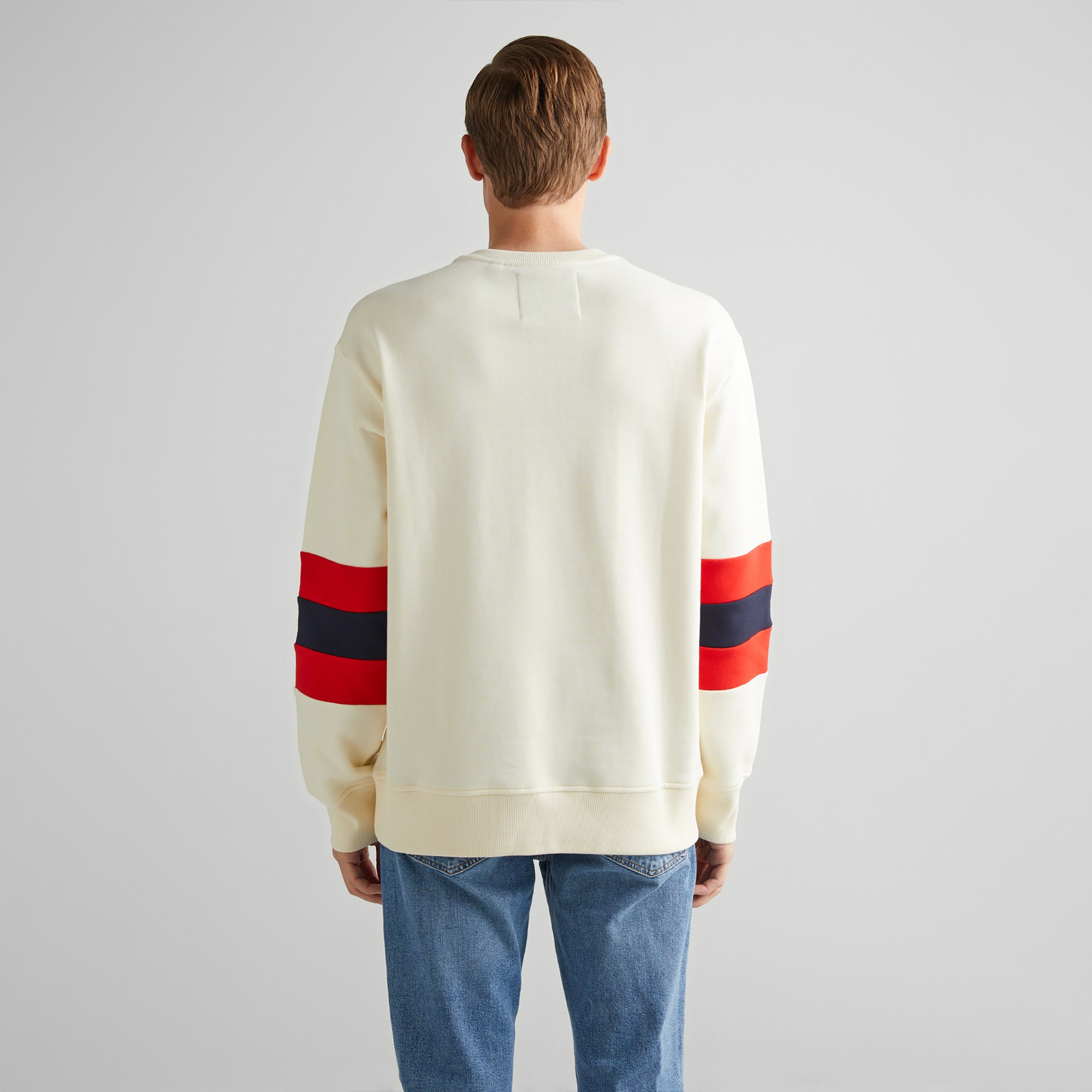 GANT Erkek Krem Relaxed Fit Bisiklet Yaka Renk Bloklu Sweatshirt