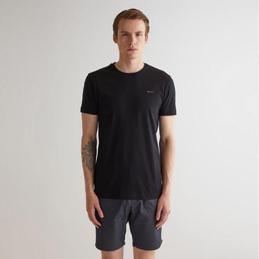  GANT Erkek Siyah Slim Fit Bisiklet Yaka Logolu T-shirt
