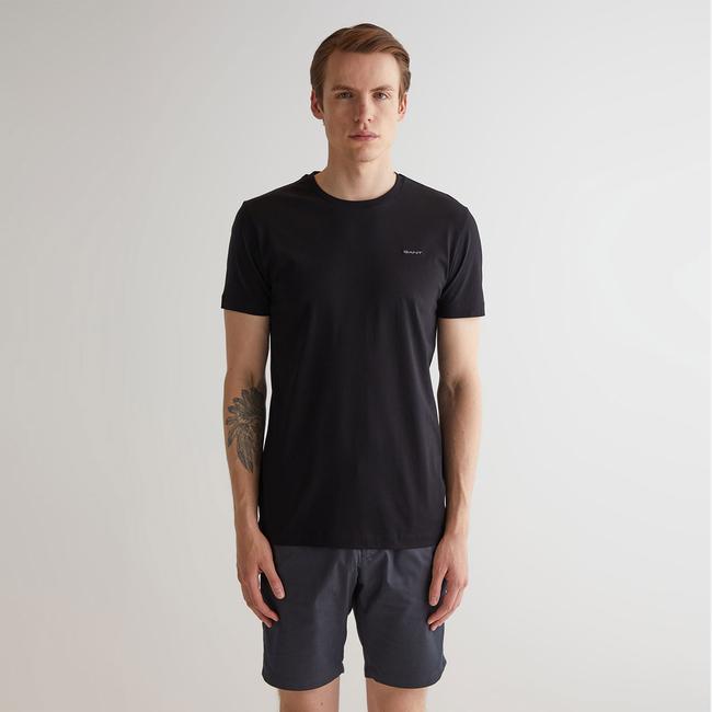  GANT Erkek Siyah Slim Fit Bisiklet Yaka Logolu T-shirt