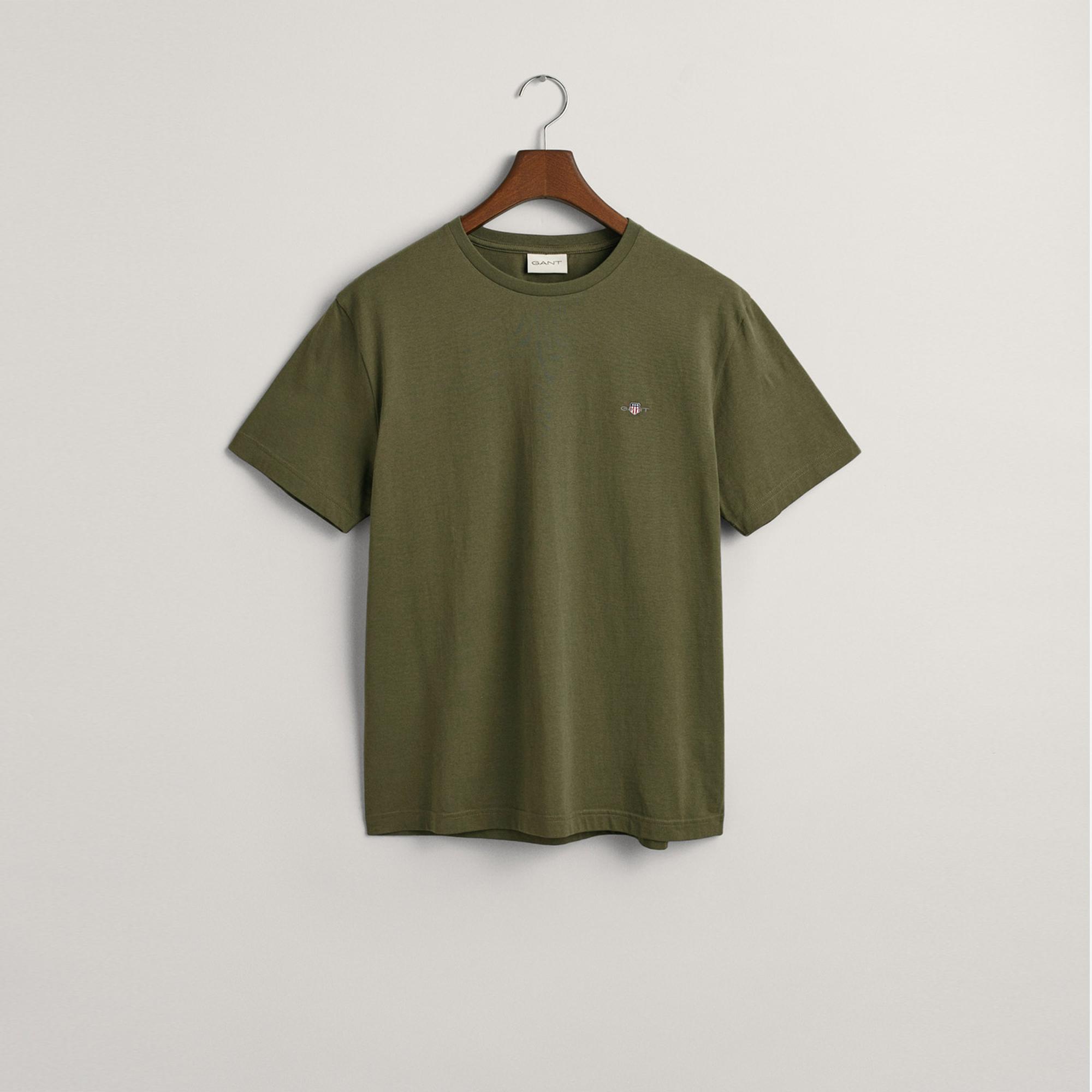 GANT Erkek Yeşil Regular Fit Bisiklet Yaka T-shirt