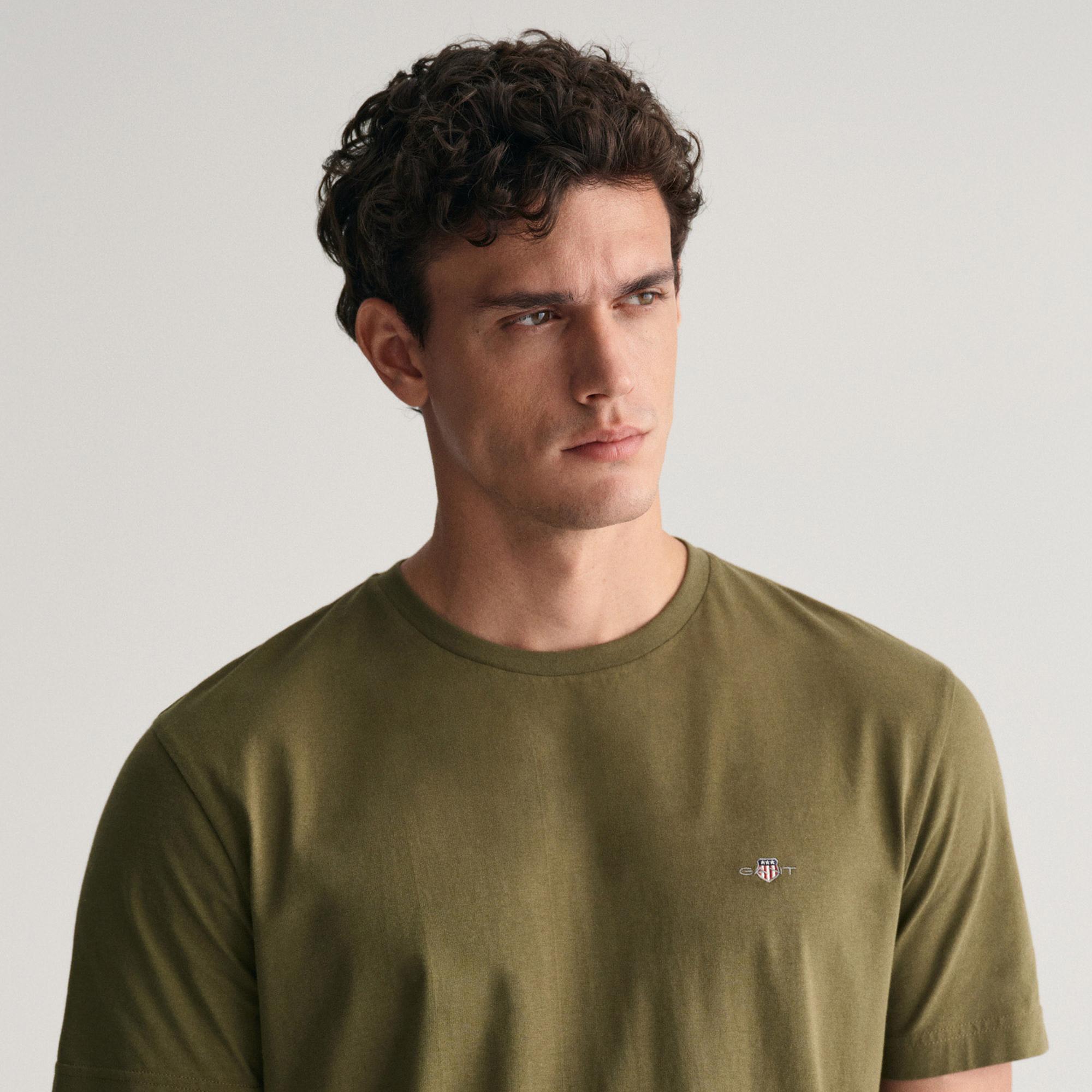 GANT Erkek Yeşil Regular Fit Bisiklet Yaka T-shirt