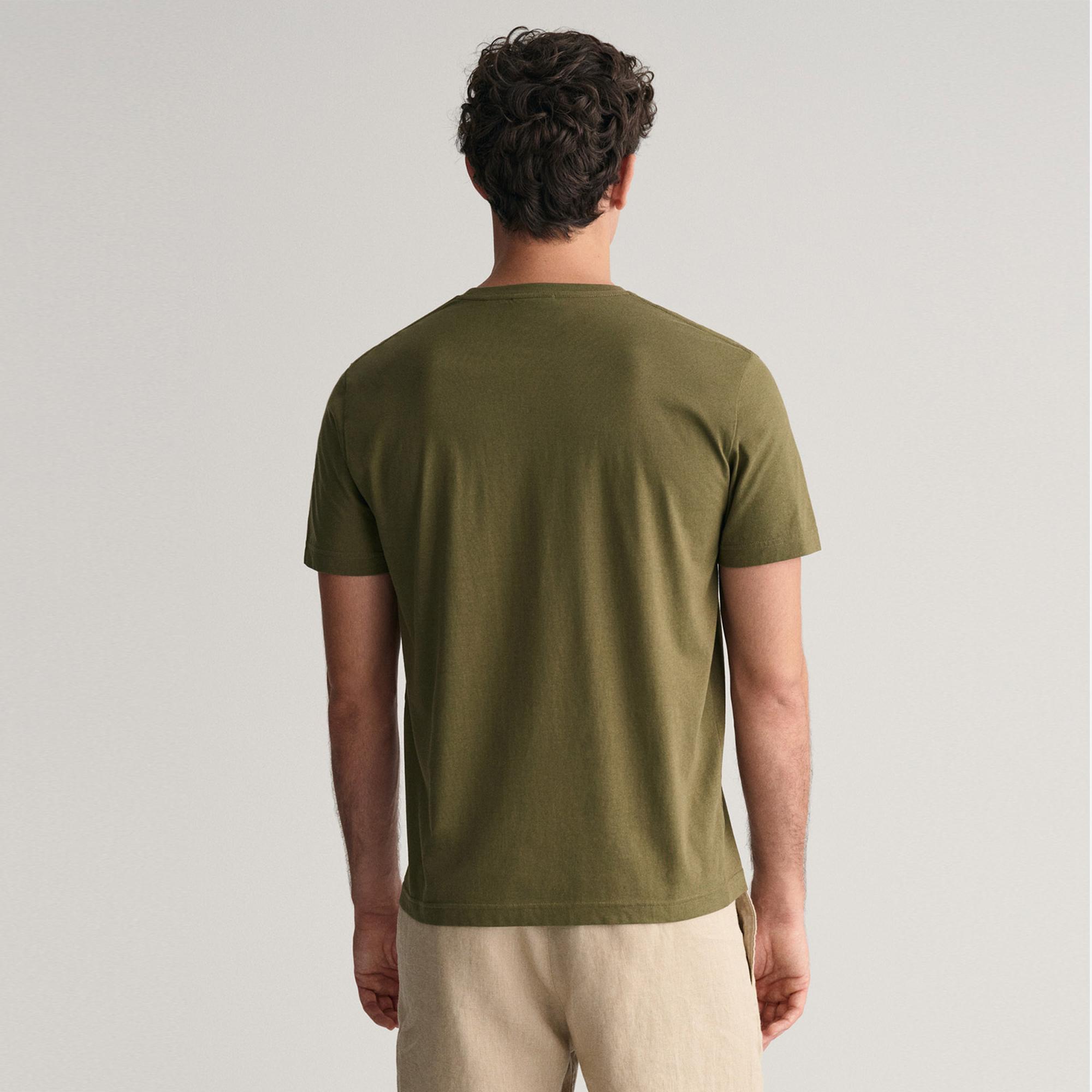 GANT Erkek Yeşil Regular Fit Bisiklet Yaka T-shirt