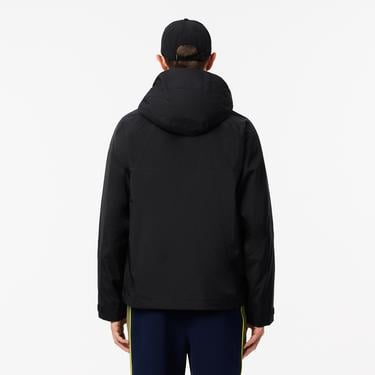  Erkek Regular Fit Kapüşonlu Siyah Yağmurluk