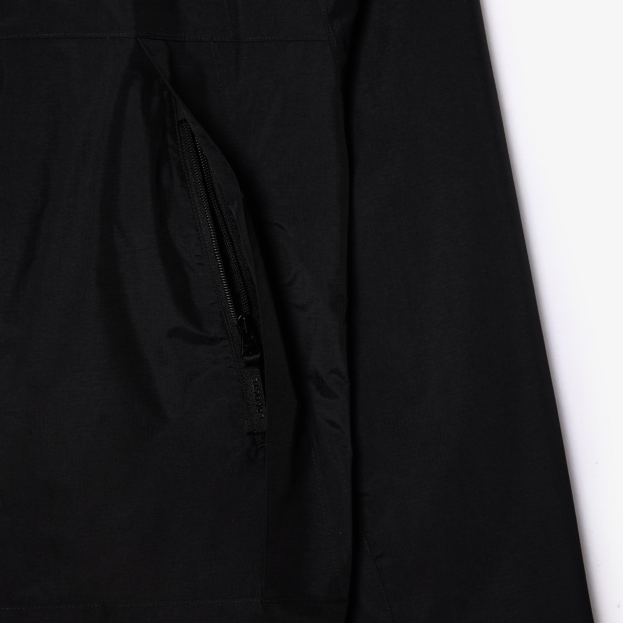 Erkek Regular Fit Kapüşonlu Siyah Yağmurluk