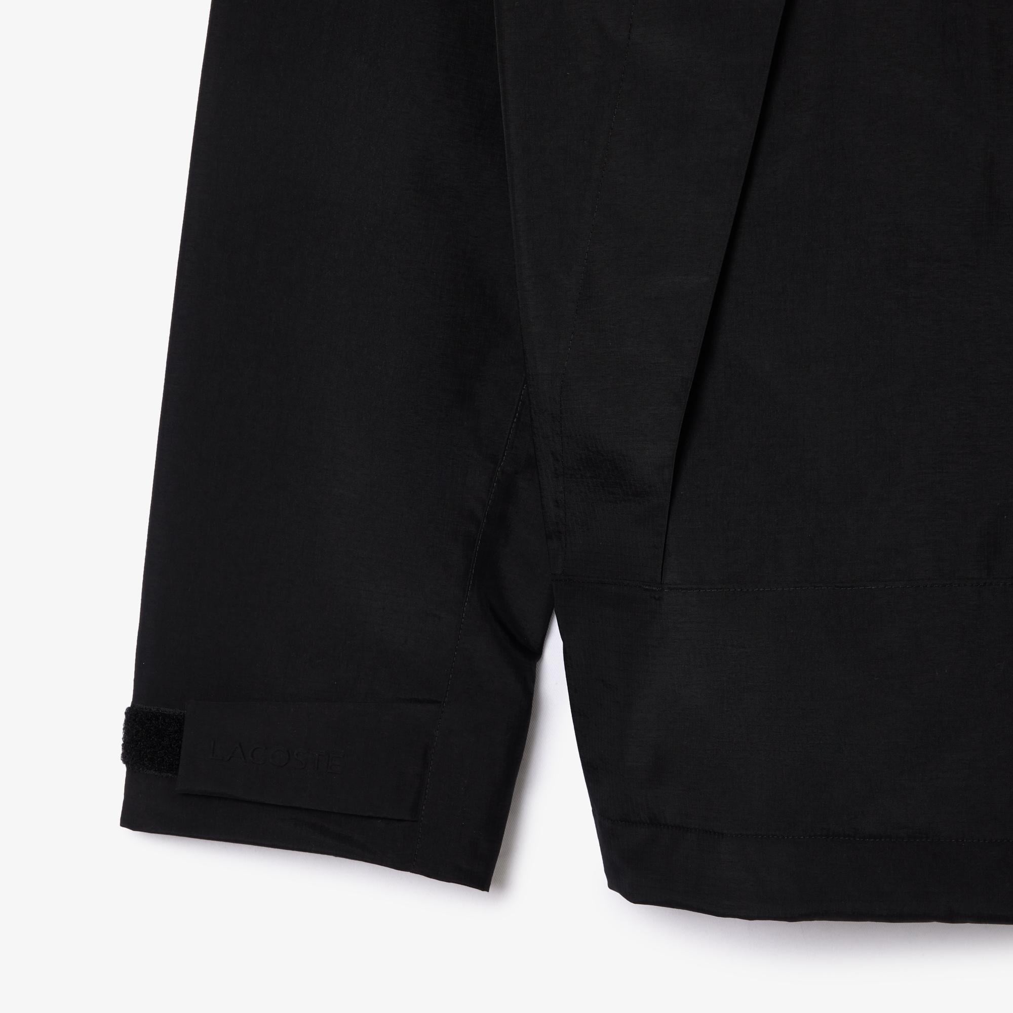 Erkek Regular Fit Kapüşonlu Siyah Yağmurluk