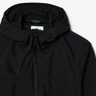  Erkek Regular Fit Kapüşonlu Siyah Yağmurluk