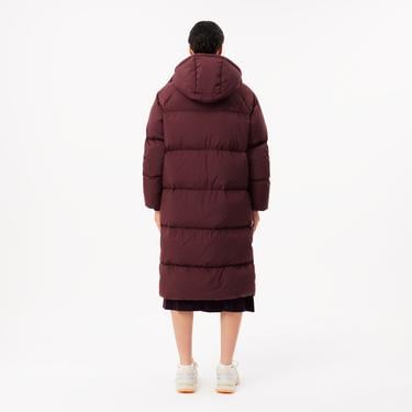  Kadın Oversize Fit Kapüşonlu Bordo Mont
