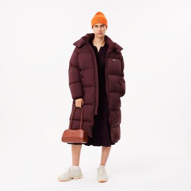  Kadın Oversize Fit Kapüşonlu Bordo Mont
