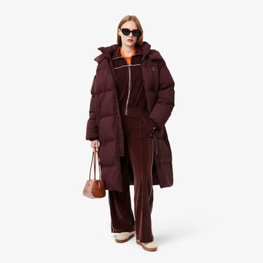  Kadın Oversize Fit Kapüşonlu Bordo Mont