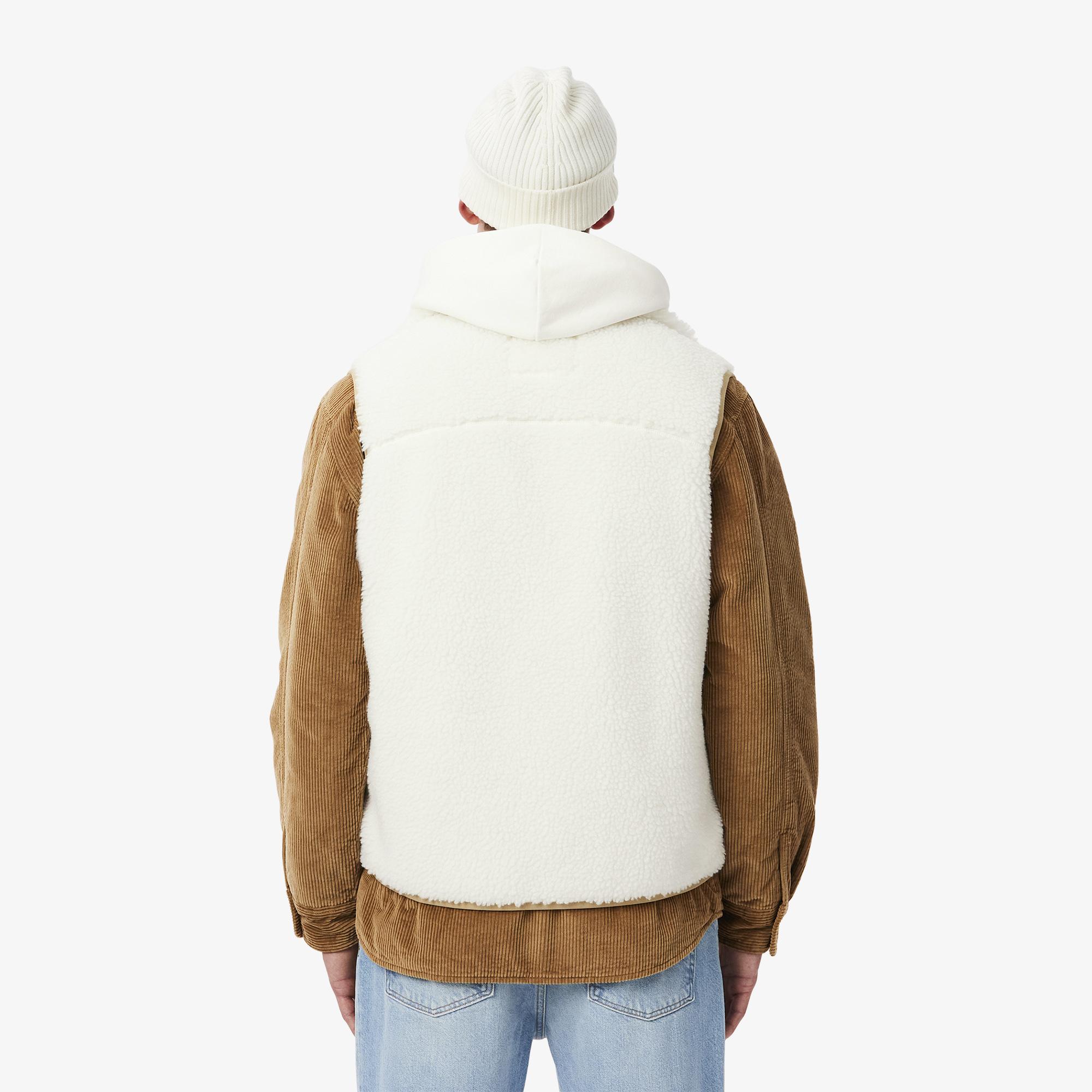 Erkek Dik Yaka Renk Bloklu Beyaz Yelek