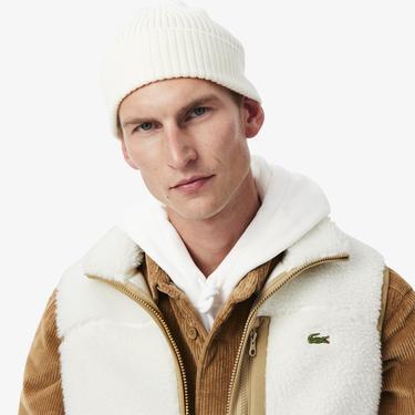  Erkek Dik Yaka Renk Bloklu Beyaz Yelek