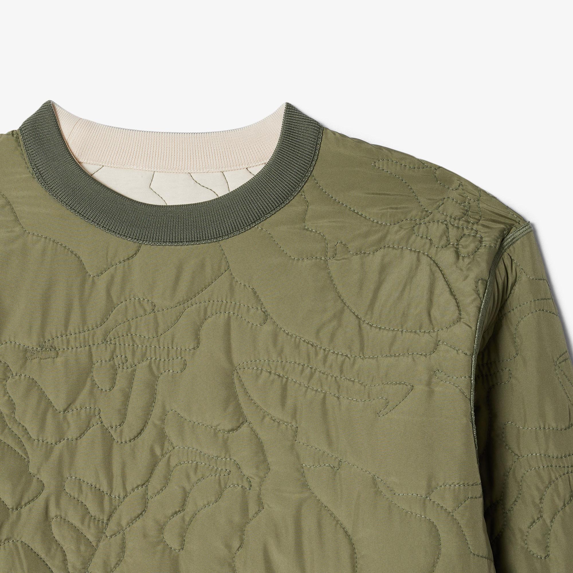 Kadın Oversize Fit Bisiklet Yaka Çift Taraflı Desenli Krem Sweatshirt