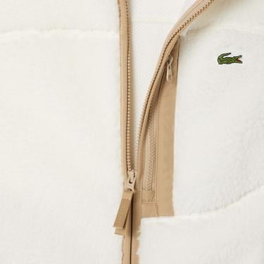  Erkek Dik Yaka Renk Bloklu Beyaz Yelek