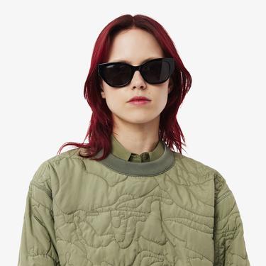  Kadın Oversize Fit Bisiklet Yaka Çift Taraflı Desenli Krem Sweatshirt
