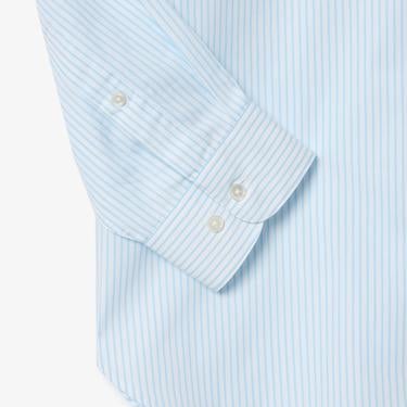  Erkek Relaxed Fit Çizgili Mavi Gömlek