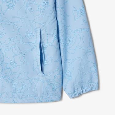  Erkek Regular Fit Kapüşonlu Desenli Mavi Rüzgarlık