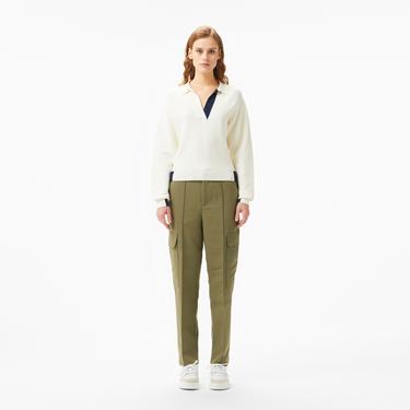  Lacoste Kadın Regular Fit Polo Yaka Krem Triko