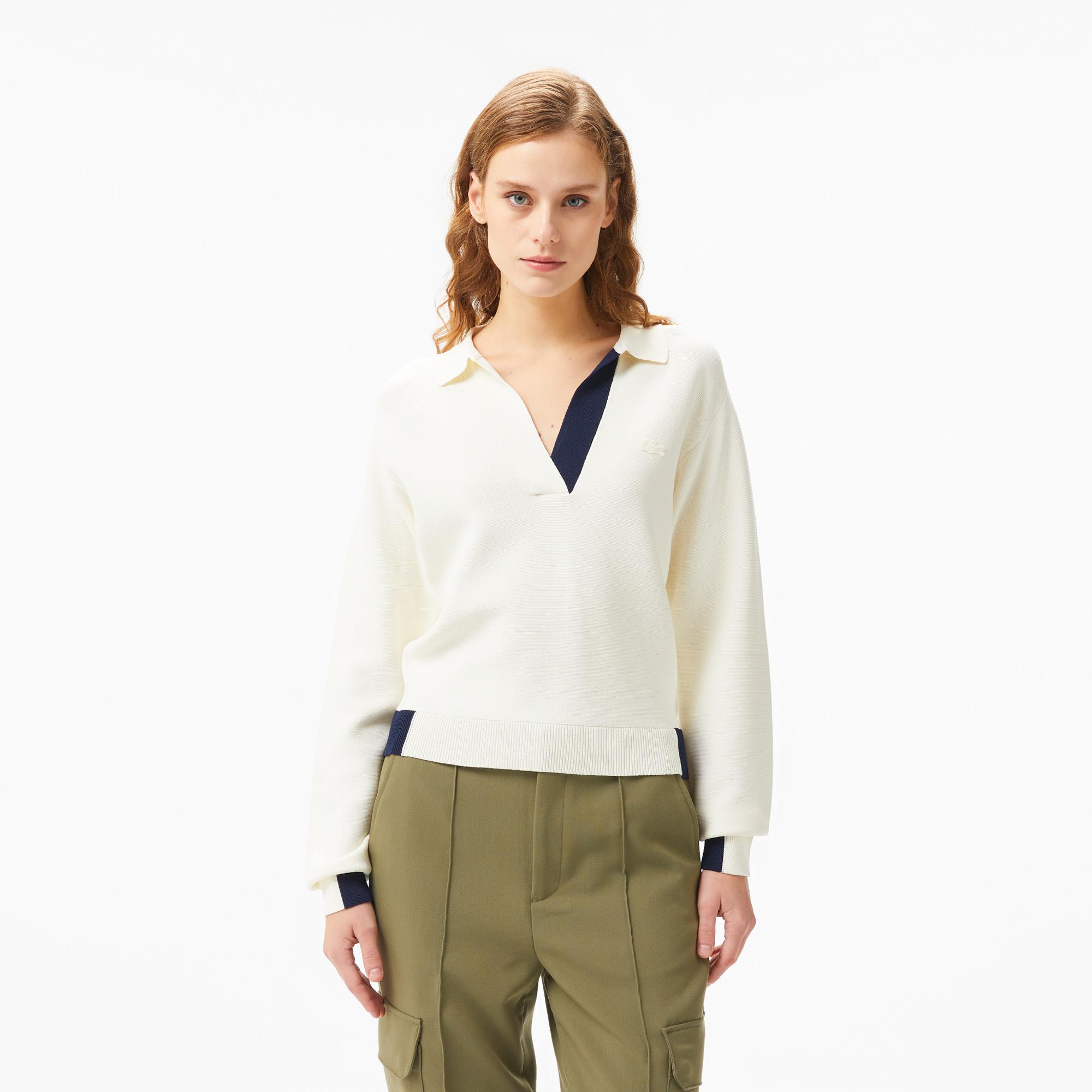 Lacoste Kadın Regular Fit Polo Yaka Krem Triko