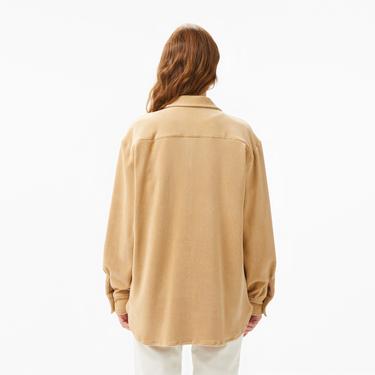  Kadın Loose Fit Kahverengi Gömlek