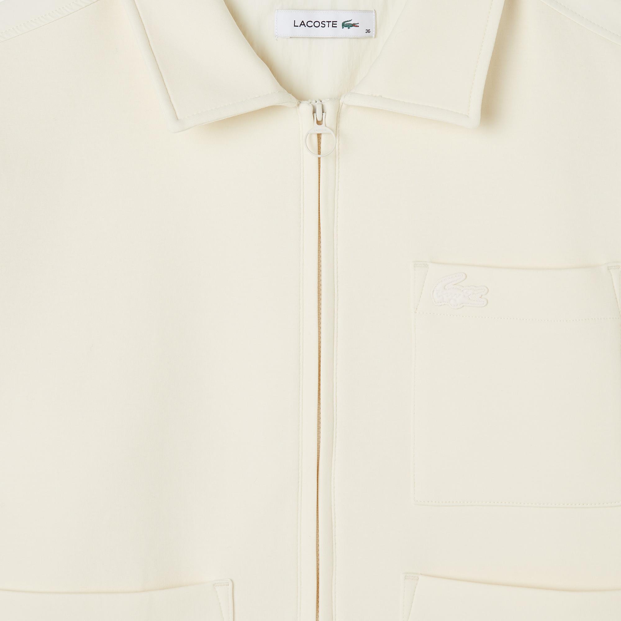 Lacoste Kadın Relaxed Fit Kapüşonlu Beyaz Ceket