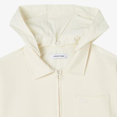  Kadın Relaxed Fit Kapüşonlu Beyaz Ceket