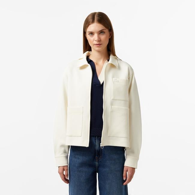  Kadın Relaxed Fit Kapüşonlu Beyaz Ceket