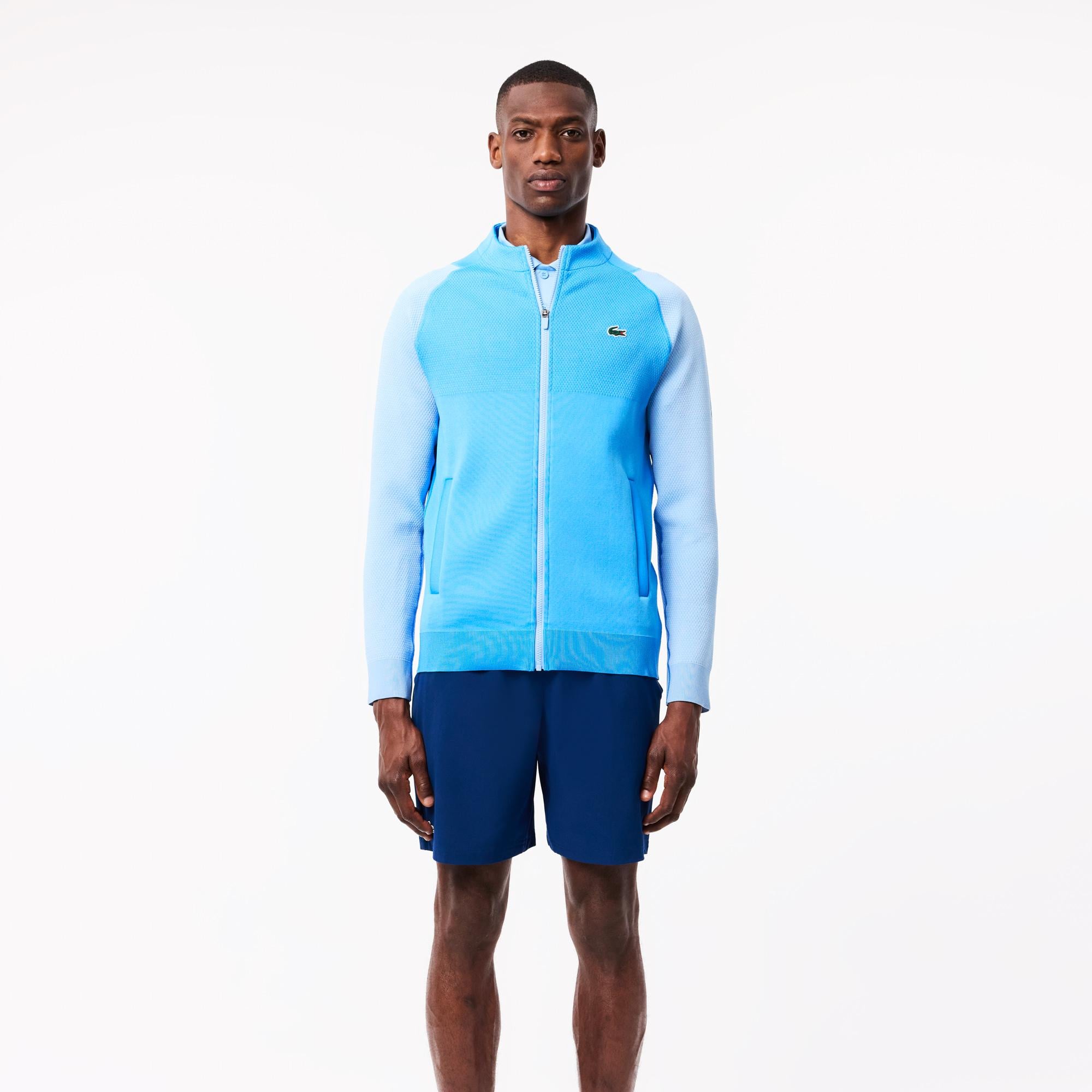 Novak Djokovic Erkek Regular Fit Fermuarlı Renk Bloklu Mavi Sweatshirt