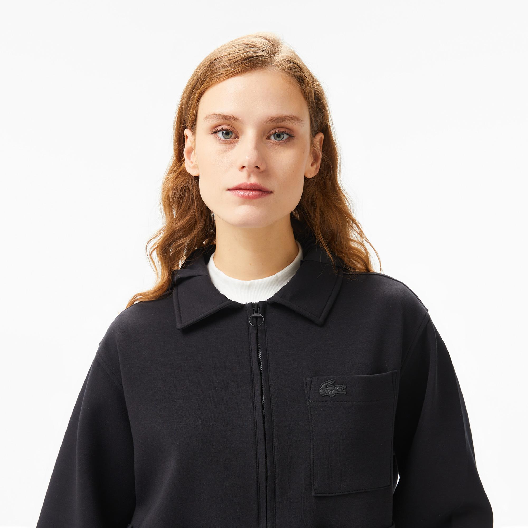 Lacoste Kadın Relaxed Fit Kapüşonlu Beyaz Ceket