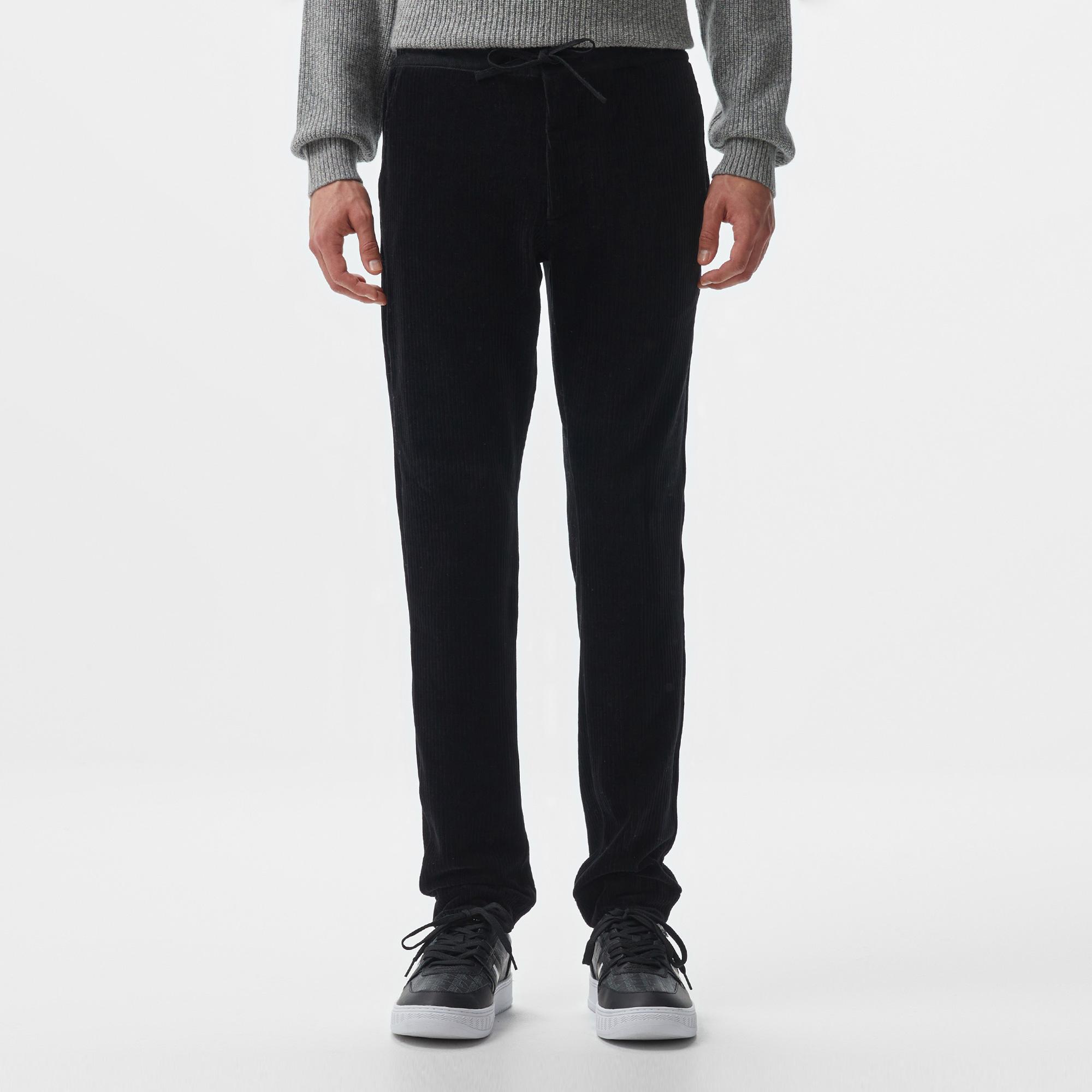 Erkek Tapered Fit Chino Siyah Pantolon