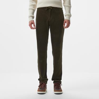  Erkek Tapered Fit Chino Koyu Yeşil Pantolon