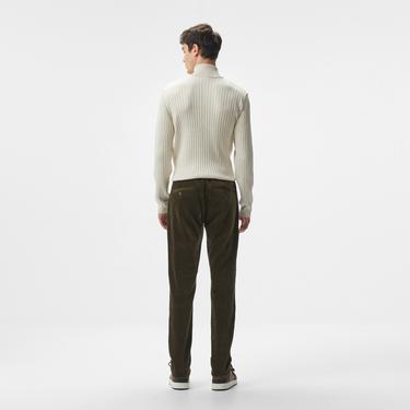  Erkek Tapered Fit Chino Koyu Yeşil Pantolon