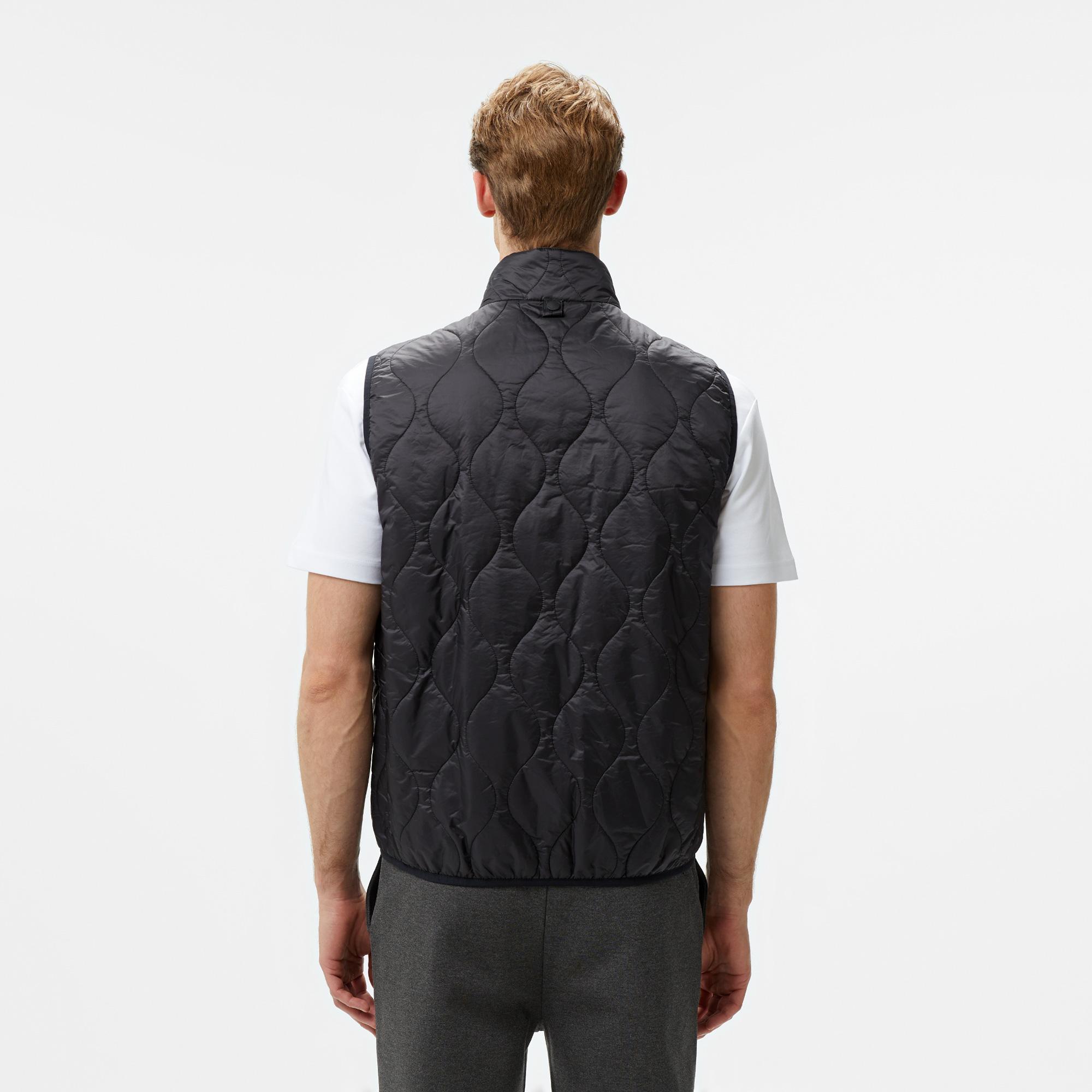 Erkek Regular Fit Kapüşonlu Baskılı Siyah Yağmurluk