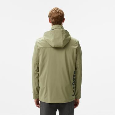  Erkek Regular Fit Kapüşonlu Baskılı Haki Yağmurluk