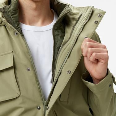  Erkek Regular Fit Kapüşonlu Baskılı Haki Yağmurluk