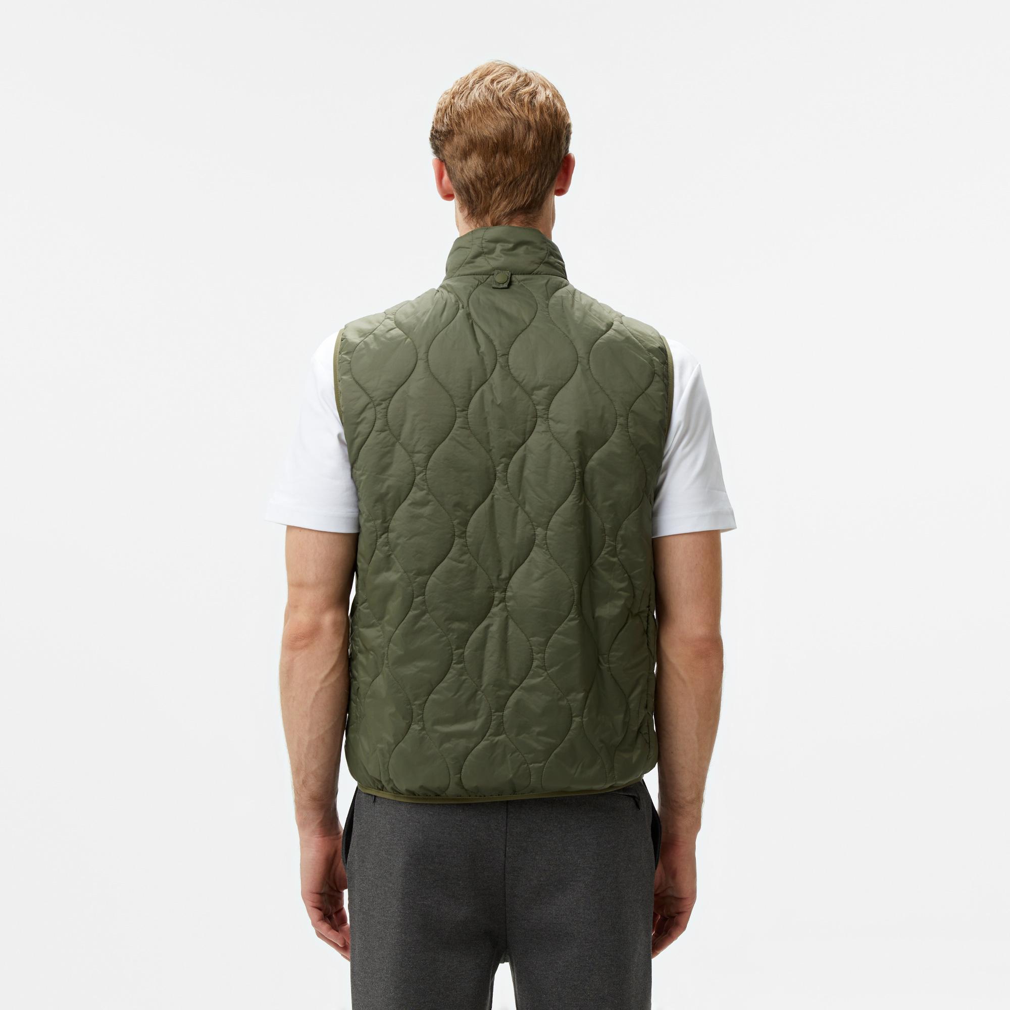 Erkek Regular Fit Kapüşonlu Baskılı Haki Yağmurluk