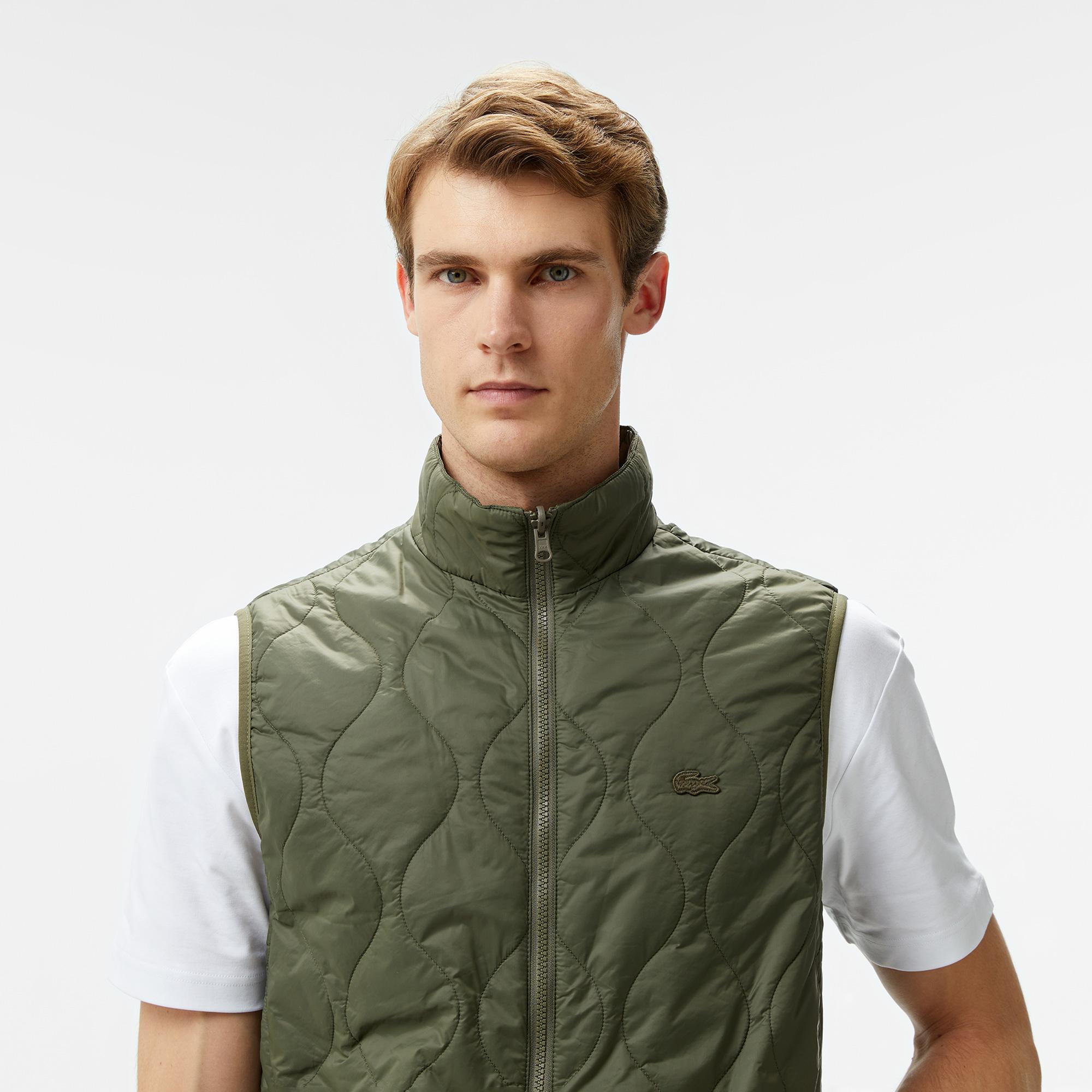 Erkek Regular Fit Kapüşonlu Baskılı Haki Yağmurluk