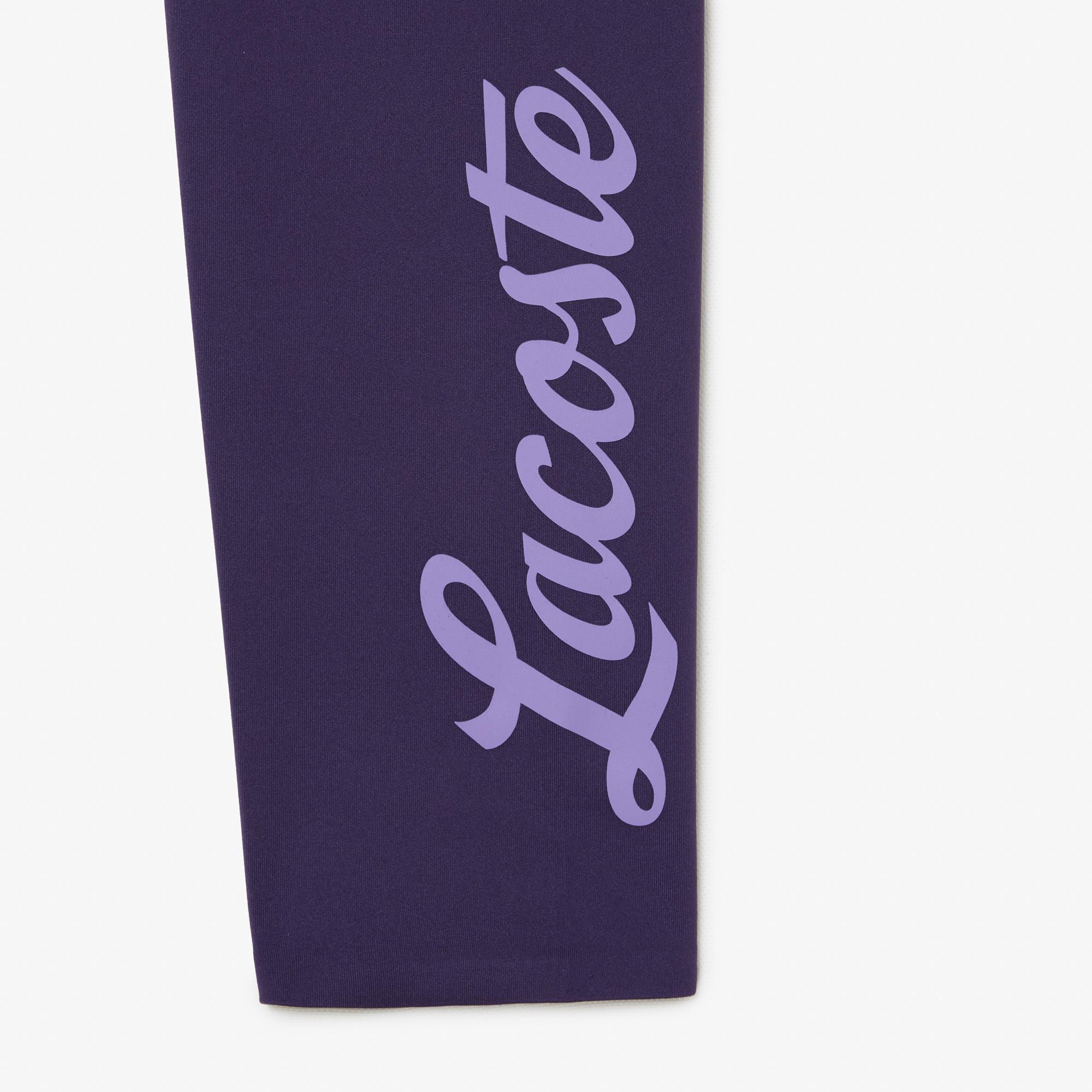 Kadın Slim Fit Baskılı Mor Tayt