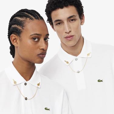  FW24 RUNWAY L.12.12 Unisex Classic Fit Baskılı Beyaz Polo