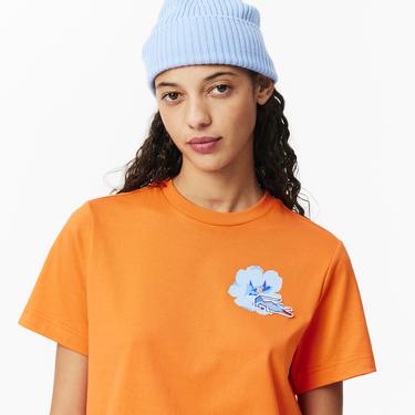  Kadın Regular Fit Bisiklet Yaka Turuncu T-Shirt