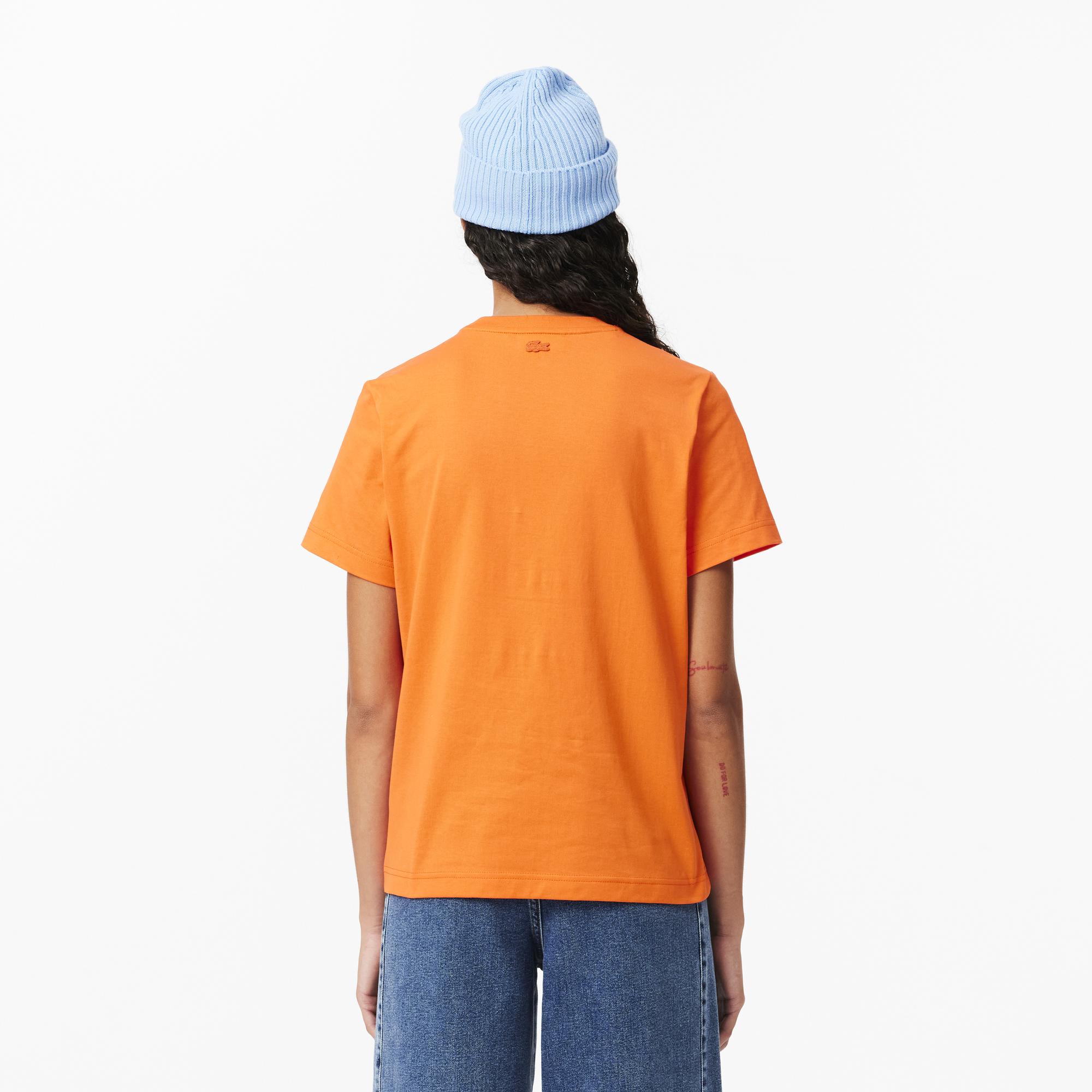 Kadın Regular Fit Bisiklet Yaka Turuncu T-Shirt