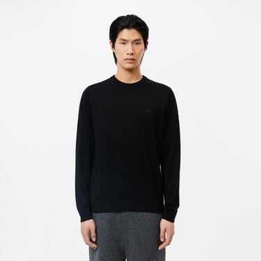  Erkek Regular Fit Bisiklet Yaka Yün Siyah Triko