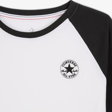  Converse Kadın Renk Bloklu Uzun Kollu Beyaz T-Shirt