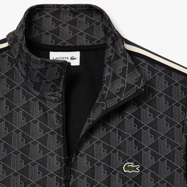  Lacoste Erkek Regular Fit Fermuarlı Monogram Siyah Sweatshirt