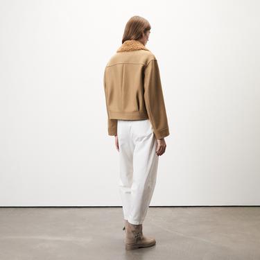  Rigella Kahve Yakası Kürklü Kadın Biker Ceket