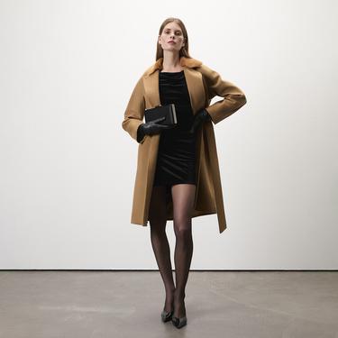  Capella Kahve Kadın Kürk Yakalı Pardösü