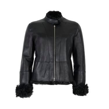  Sirus Siyah Kadın Çift Taraflı Kürk Ceket
