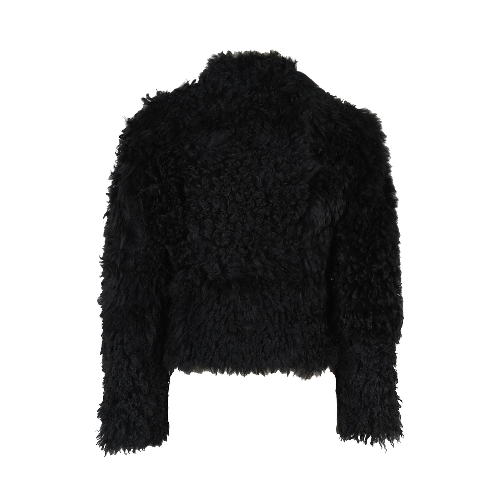 Sirus Siyah Kadın Çift Taraflı Kürk Ceket