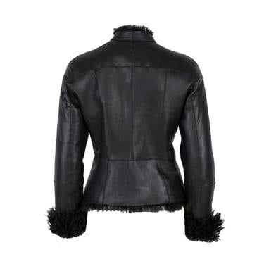  Sirus Siyah Kadın Çift Taraflı Kürk Ceket